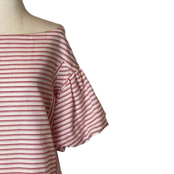 Umgee Red‎ And White Striped Balloon Sleeve Off The Shoulder Blouse Size S - Picture 5 of 10